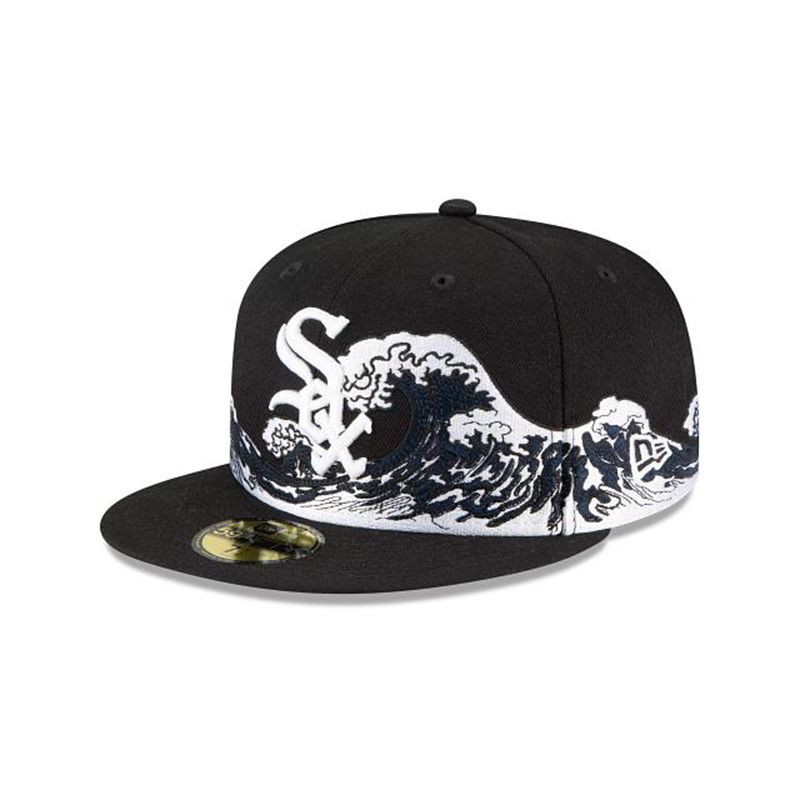 MLB Chicago White Sox Wave 59Fifty Fitted (YVE5502) - Black New Era Caps